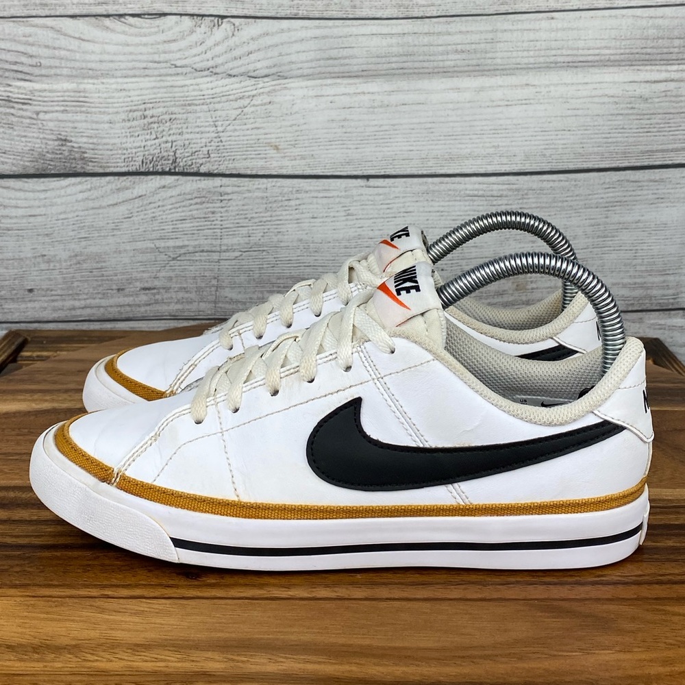 Nike White Black Gum Court Legacy Women's Athletic Shoes
